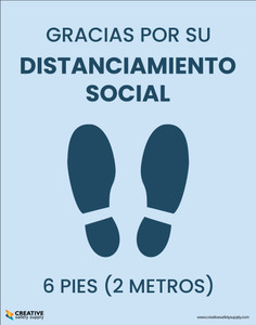 Thank You For Social Distancing Feet Icon (6 Feet/2 Meters) (Spanish) - Poster