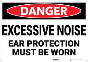 Danger: PPE Excessive Noise Ear Protection - Wall Sign