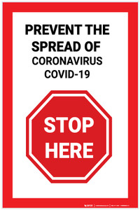 Stop Here: Prevent The Spread Covid-19 - Label