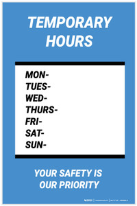 Temporary Hours: Our Safety Is Your Priority - Label