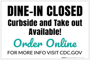 Dine In Closed Curbside And Take Out Availible - Green Landscape - Label