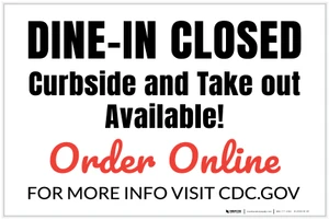 Dine-In Closed Curbside And Take Out Available - Red Landscape - Label