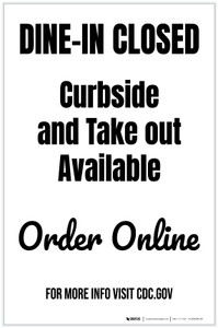 Dine-In Closed Curbside And Take Out Available Portrait - Label