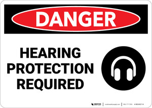 Danger: PPE Hearing Protection Required - Wall Sign