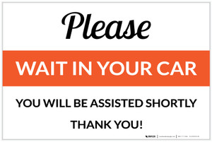 Please Wait In Your Car Thank You Landscape - Label