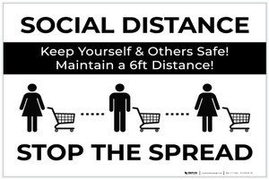 Social Distancing Keep Yourself & Others Safe with Icons Landscape - Label