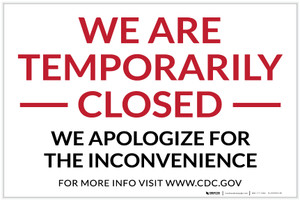 We Are Temporarily Closed We Apologize Landscape - Label