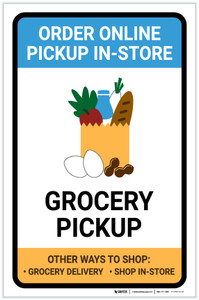 Grocery Pickup Order Online Pickup In-Store with Icon Portrait - Label
