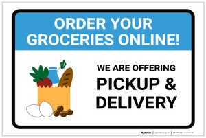 Order Groceries Online We Are Offering Pickup and Delivery with Icon Landscape - Label