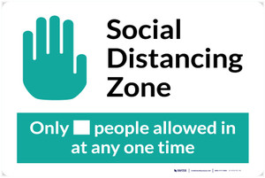Social Distancing Zone Maximum People Allowed with Icon Landscape - Label