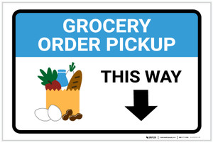 Grocery Order Pickup Down Arrow with Icon Landscape - Label