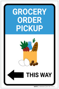 Grocery Order Pickup Left Arrow with Icon Portrait - Label