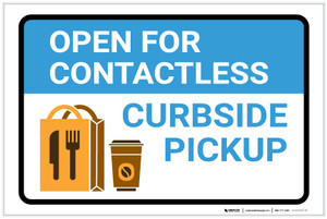 Open For Contactless Curbside Pickup with Icon Landscape - Label