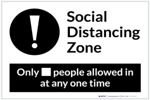 Social Distancing Zone with Exclamation Mark Landscape - Label