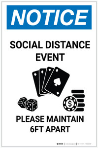 Notice: Social Distance Event - Please Maintain 6Ft Apart Portrait - Label