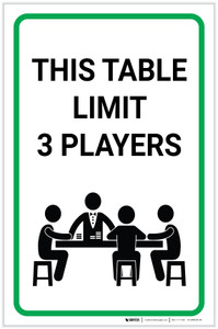 This Table Limit 3 Players with Poker Icon Portrait - Label
