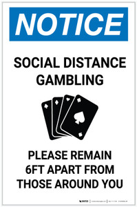 Notice: Social Distance Gambling - Please Remain 6Ft Apart Portrait - Label