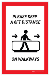 Please Keep a 6ft Distance on walkways Portrait - Label