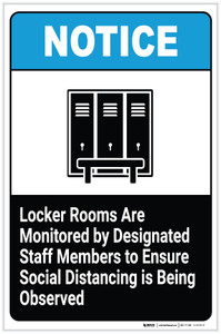 Locker Rooms Are Monitored by Designated Staff Members - Label