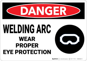 Danger: PPE Welding Arc Wear Eye Protection - Wall Sign