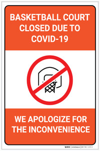 Basketball Court Closed Due to COVID-19 - We Apologize - Label