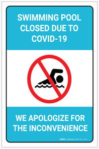 Swimming Pool Closed Due to COVID-19 - We Apologize - Label