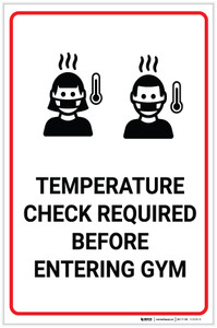 Temperature Check Required Before Entering Gym - Label