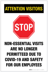 Attention Visitors - Non-Essential Visits Portrait - Label
