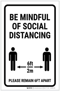 Be Mindful Of Social Distancing Portrait - Label