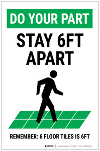 Do Your Part: Stay 6Ft Apart Floor Tiles Portrait - Label