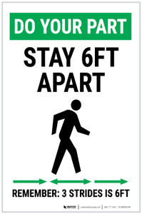 Do Your Part: Stay 6Ft Apart Strides Portrait - Label