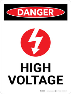 Danger: High Voltage with Icon Portrait - Wall Sign