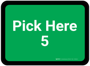 Pick Here 5 - Green Rectangle - Floor Sign