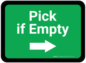 Pick if Empty Arrow Right - Green Rectangle - Floor Sign