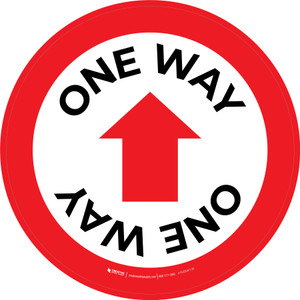 One Way with Arrow Red Circle - Floor Sign