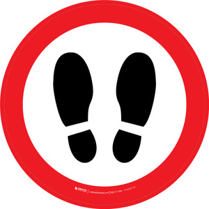 Wait Here Shoe Imprints Graphic Circle - Floor Sign