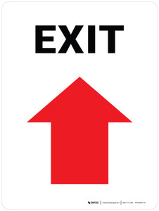 Exit with Arrow Up Portrait - Wall Sign