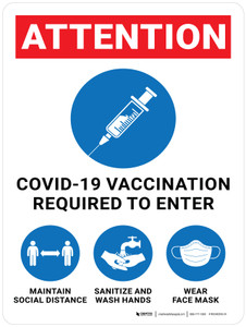 Attention: Covid-19 Vaccination Required To Enter with Graphics Portrait - Wall Sign