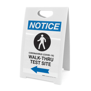 Notice: Coronavirus Walk-Thru Test Site Right with Icon Portrait - A-Frame Sign