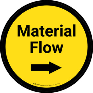 Meterial Flow - Right Arrow Yellow Circle - Floor sign