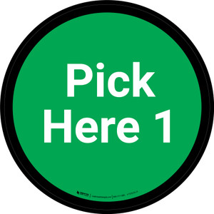 Pick Here 1 - Green Circle - Floor sign
