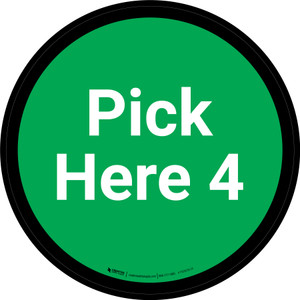 Pick Here 4 - Green Circle - Floor sign
