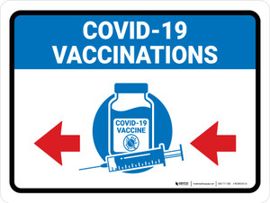 Covid-19 Vaccinations Arrow Left with Icon Landscape - Wall Sign