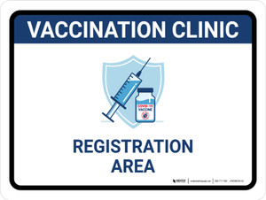 Vaccination Clinic: Registration Area Blue Landscape - Wall Sign
