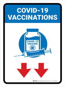 Covid-19 Vaccinations Down Arrow with Icon Portrait - Wall Sign