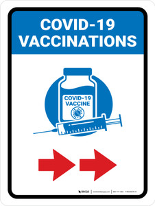 Covid-19 Vaccinations Right Arrow with Icon Portrait - Wall Sign