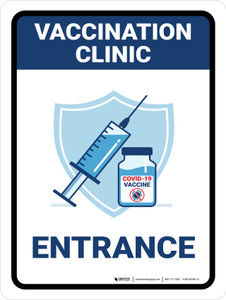 Vaccination Clinic: Entrance Blue Portrait - Wall Sign