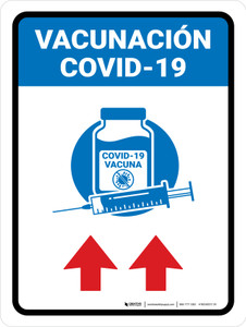 Covid-19 Vaccinations Up Arrow Spanish Portrait - Wall Sign