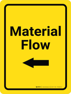 Material Flow Arrow Left Yellow Portrait - Wall Sign