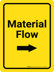 Material Flow Arrow Right Yellow Portrait - Wall Sign